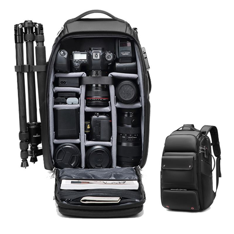 Professional Travel Waterproof Oxford Multifunctional Digital Camera Bag With Shelf Men's Backpack