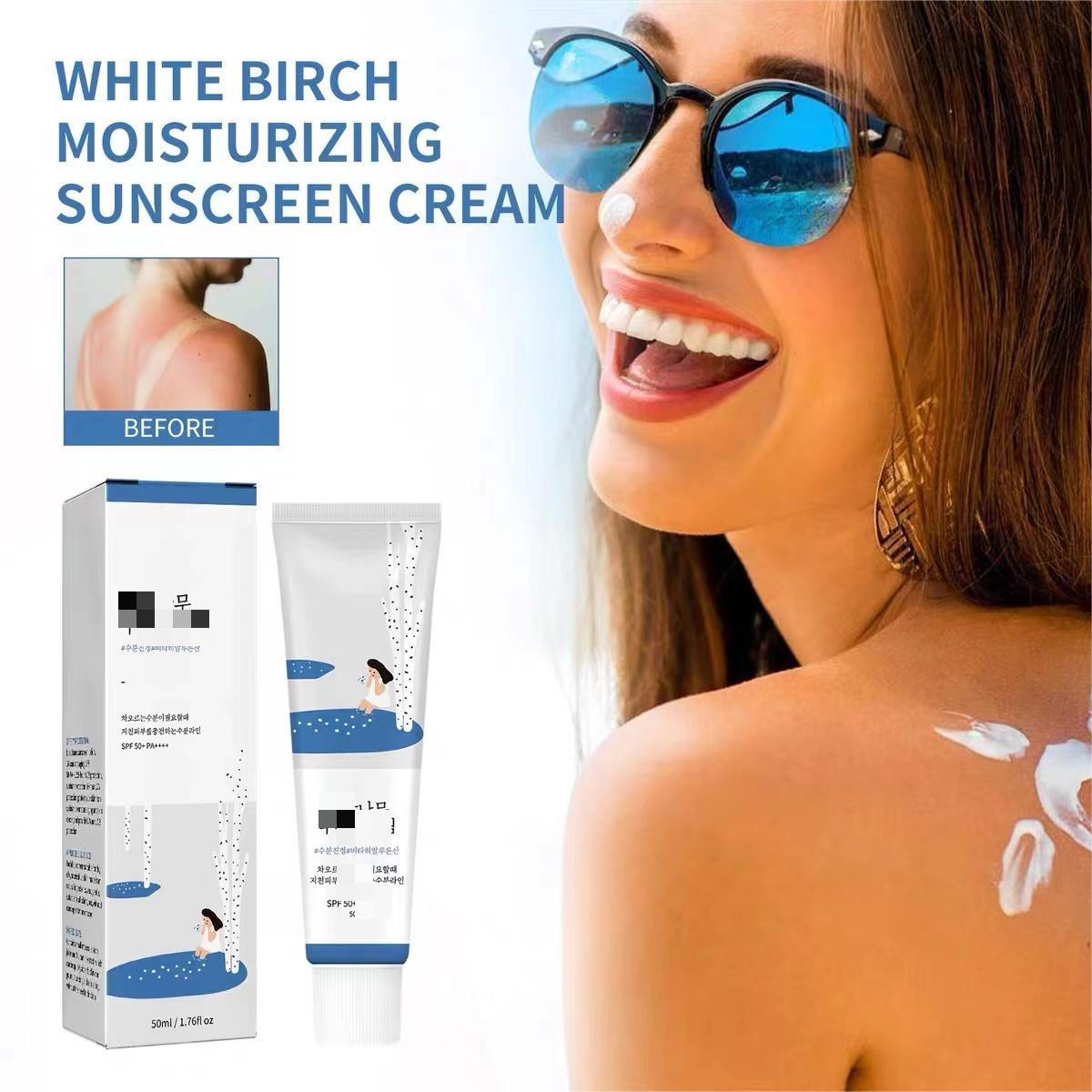 Birch Juice Moisturizing Sunscreen Spf 50 Pa++++ Sun Protection Cream Mineral Skin Care Facial Whitening Gel Lotion Korean