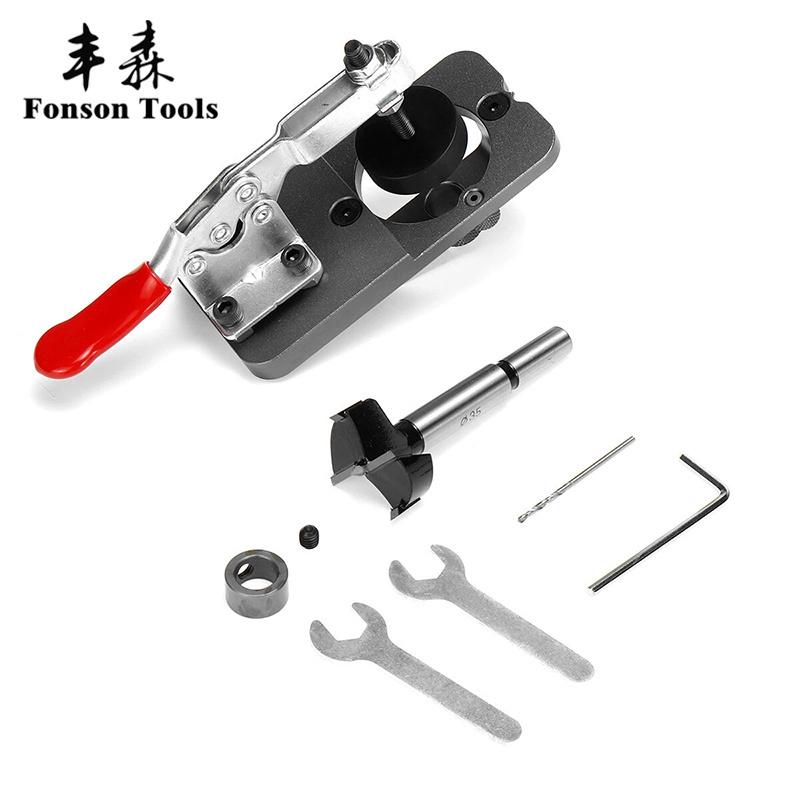 High Quality Pocket Hole Jig 35MM Hinge Drilling Jig Drill Bits DIY Woodworking Door Hole Opener