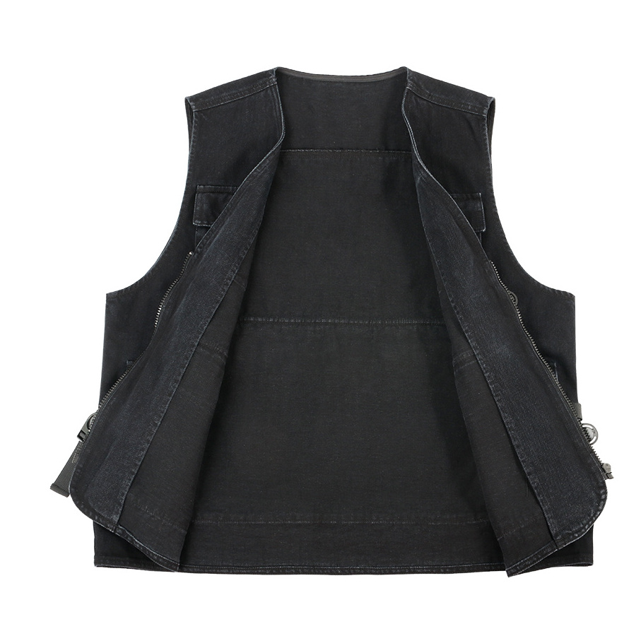 Wholesale High Quality Cotton Utility Vests with Pockets Cargo Coat Plain Custom Men Waistcoat