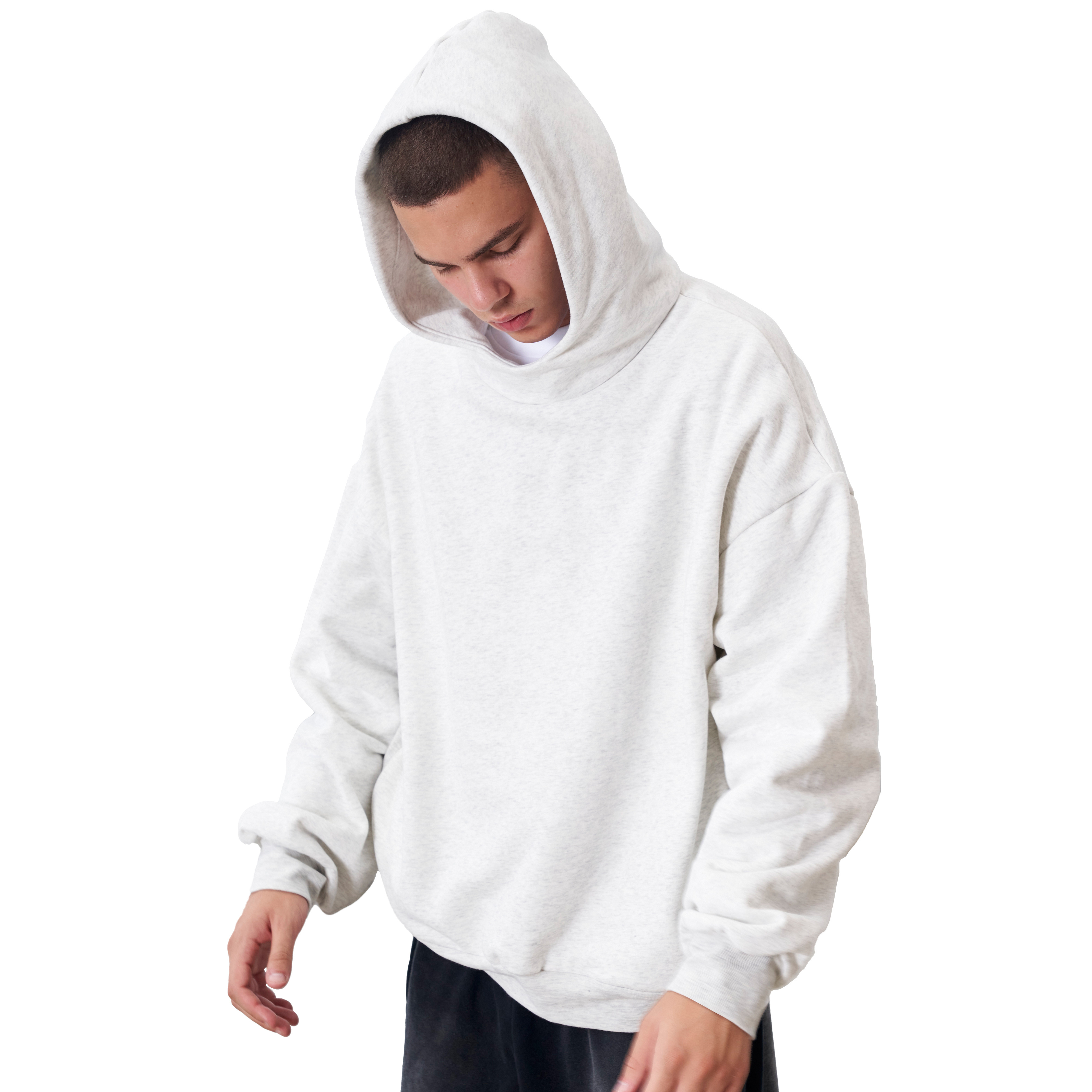 Custom Double Layered Men Heavyweight Cropped Boxy Fit Hoodies Hoddie Cotton Side Seam Pockets Oversized Hoodies For Men