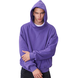 Custom Double Layered Men Heavyweight Cropped Boxy Fit Hoodies Hoddie Cotton Side Seam Pockets Oversized Hoodies For Men