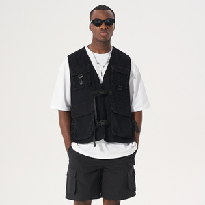 Wholesale High Quality Cotton Utility Vests with Pockets Cargo Coat Plain Custom Men Waistcoat