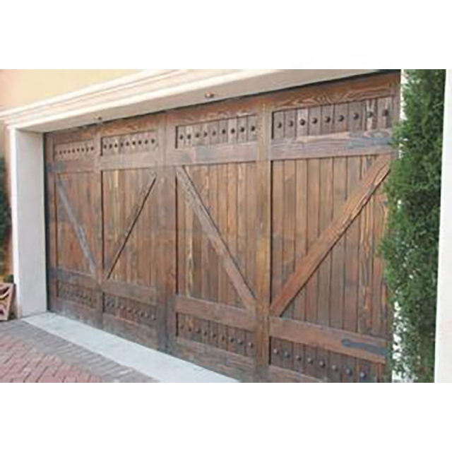 Modern Farmhouse Exterior Real Wood Garage Door Rustic Tudor Ranch Carriage Stamp Residential Wooden Garage Doors