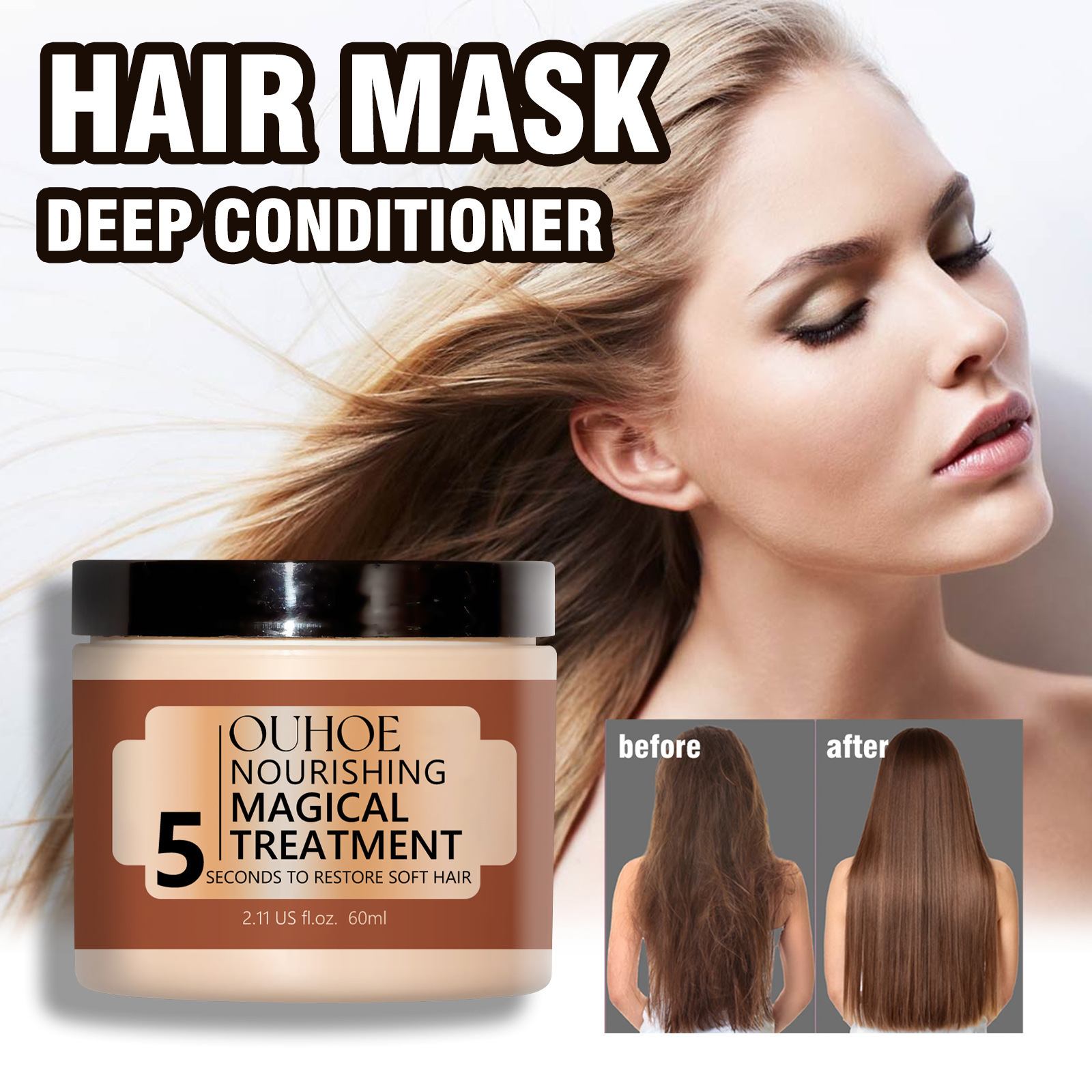 Nourishing Hair Mask 60ml Repair hair dye Perm  split end, dry and damaged Moisture  moisturizing and smoothing hair mask