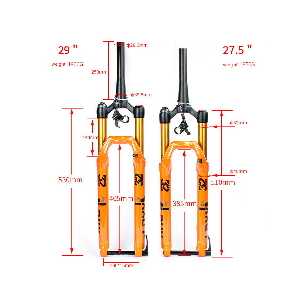 Bicycle Fork 27.5 29ER Cone Inch Fork Suspension Lock Straight Tapered Thru Axle  front fork