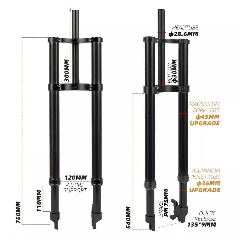 New Arrival Fat Bike Front Suspension Fork Ebike Electric ATV Snow Bike Invert Forks