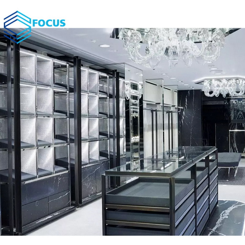 Luxury Shoes Store Large Glass Cabinet For Handbag Display And Shoes Showcase