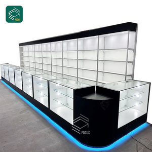 Counter Top Dispensary Showcase Luxury Tall Glass Cabinet Smoke Cigar Shop Fitting Show Case Smoke Shop