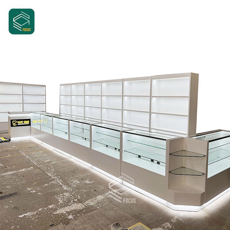 Retail Display Tobacco Shelf Smoke Glass Vitrine Display Case Cigar Shop Fitting Smoke Shop Display Cases