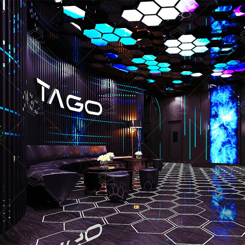 Lounge Bar Night Club Modern Interior Decoration Design With Led Light Supplies And Bar Furniture