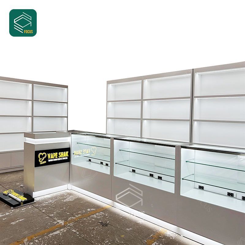 Retail Display Tobacco Shelf Smoke Glass Vitrine Display Case Cigar Shop Fitting Smoke Shop Display Cases