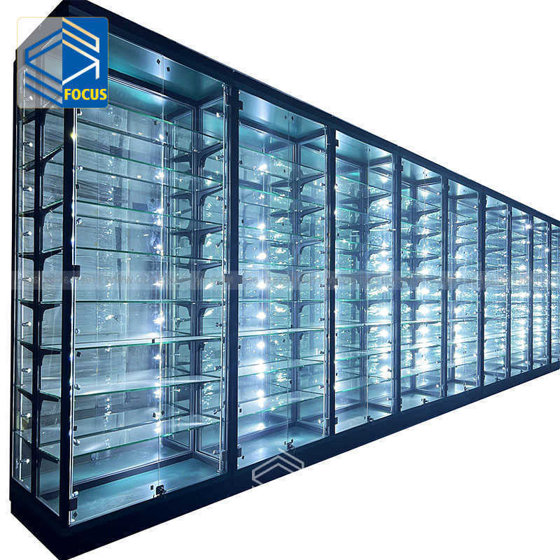 Customized Metal Cigarette Display Shelves Smoke Shops Show Case Display Supplies Showcases Glass Display For Tobacco