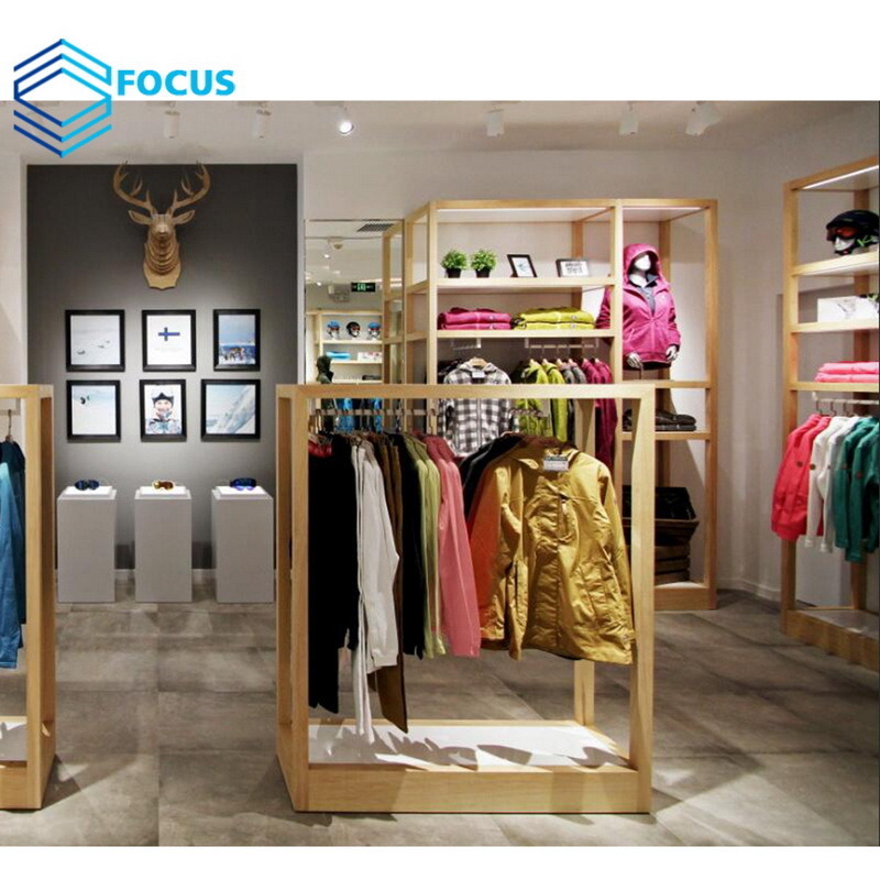 Women Boutique Store Fixture Wood Retail Clothing Display Rack  Clothing Store Rack