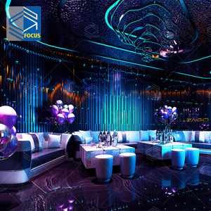 Lounge Bar Night Club Modern Interior Decoration Design With Led Light Supplies And Bar Furniture