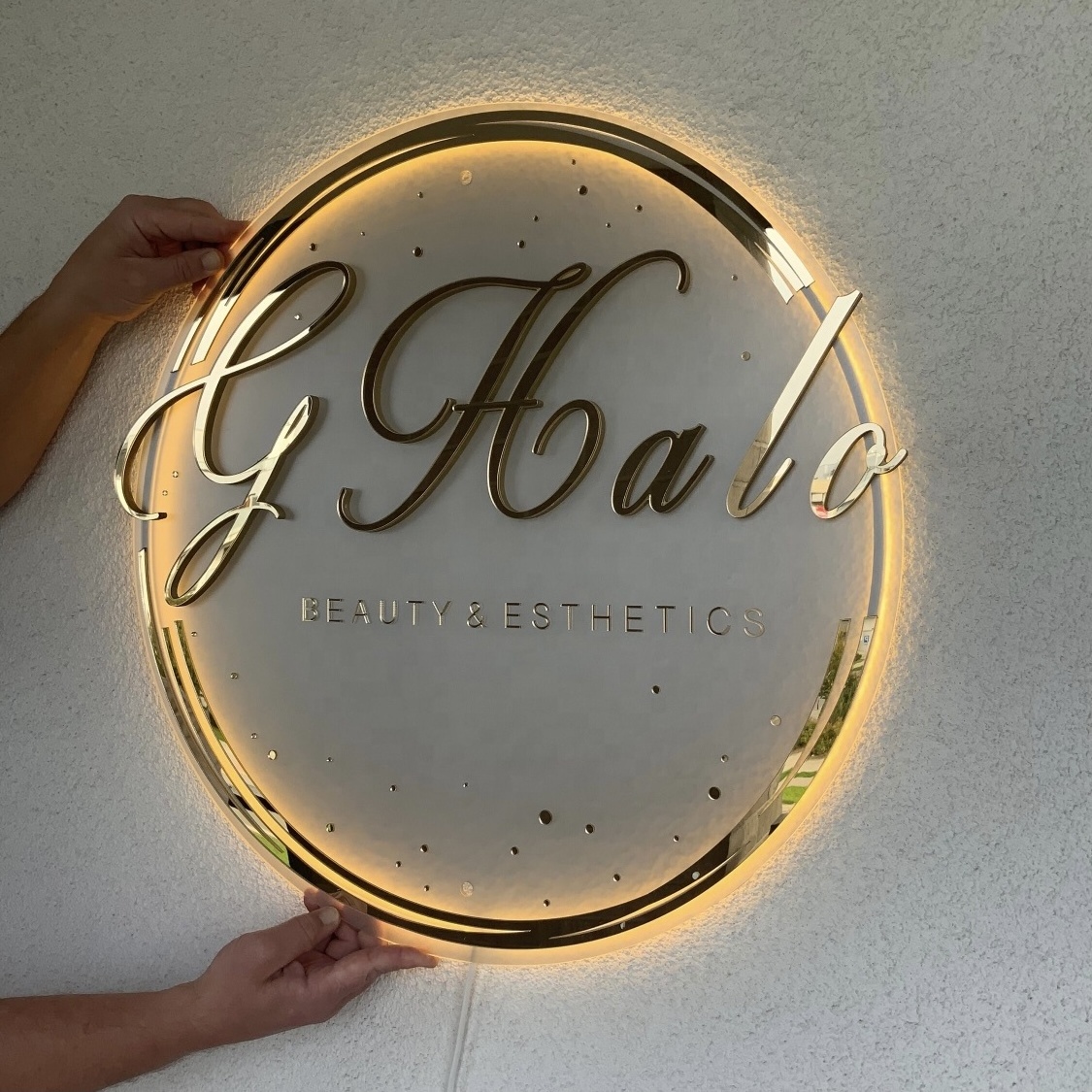 Custom Acrylic Transparent Panel Backlit Alphabet Signs For Beauty Studio Glow Wall Aesthetics Decor Company Name Store Plaques