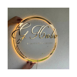 Custom Acrylic Transparent Panel Backlit Alphabet Signs For Beauty Studio Glow Wall Aesthetics Decor Company Name Store Plaques