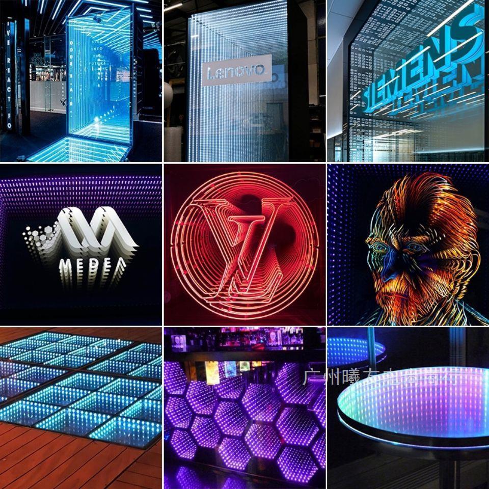 Indoor Background Wall Abyss Mirror Tunnel mirror 3D Letters Led Neon Sign Infinity Light Box Customization