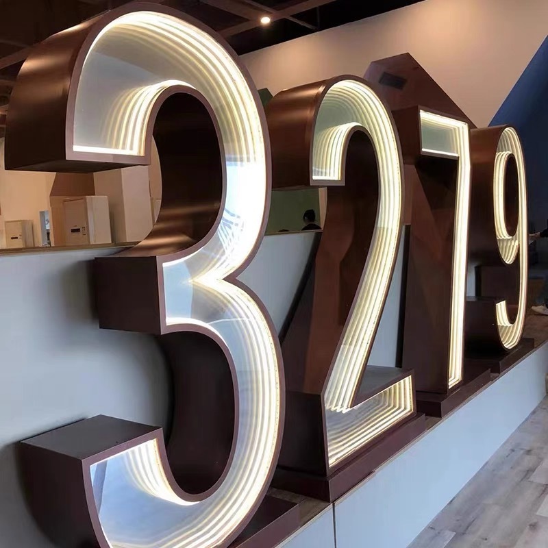 Manufacturer customized aluminum stainless steel front lit 3D Acrylic abyss mirror LED channel letters