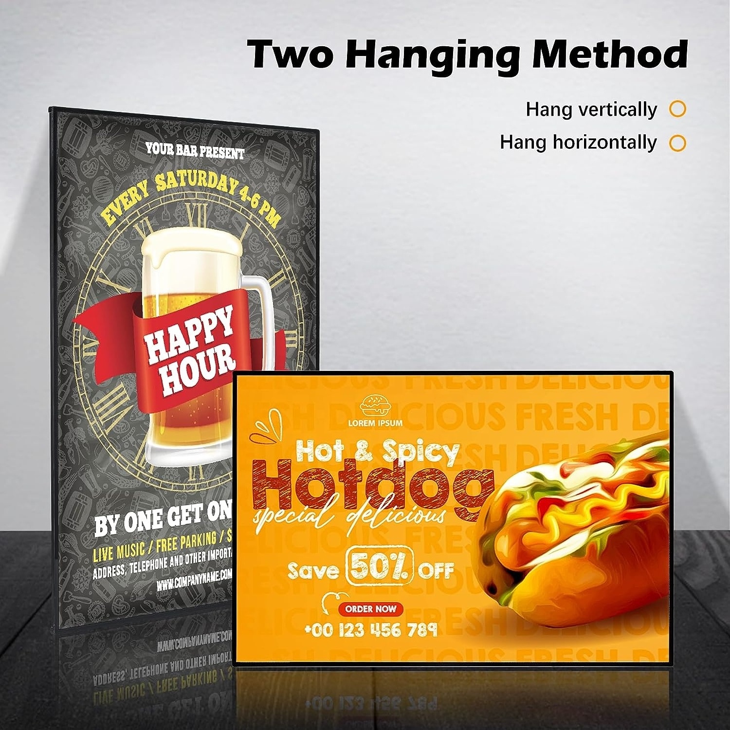 Ultra Slim A1 A2 Led Restaurant Menu Board Advertising Poster Display Aluminum Frame Led Glass Light Box