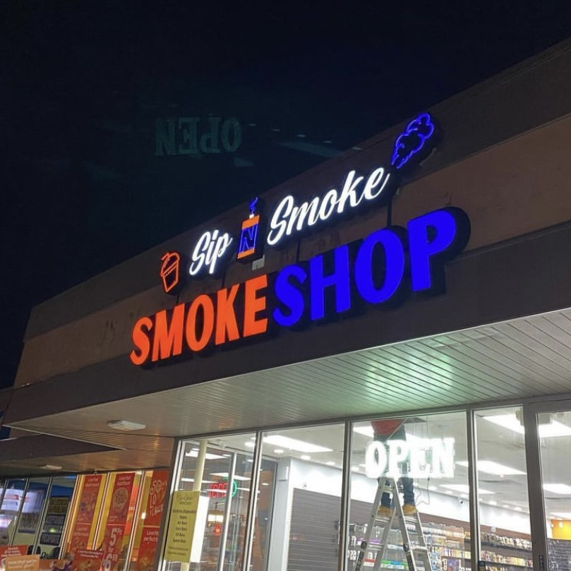 outdoor wall mounted custom 3d logo sign front light led channel letter sign for smoke shop