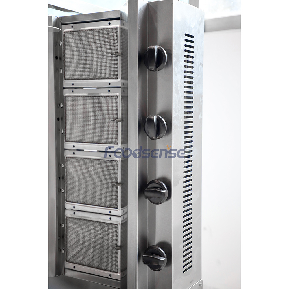 Hot Sale Automatic Appliances Turkey Kebab Seekh Gas Skewer Doner Shish Shawarma/ Kebab Machine with 5 Burners