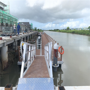 Marine floating dock floating pontoon with aluminum frames wooden decks and accessories