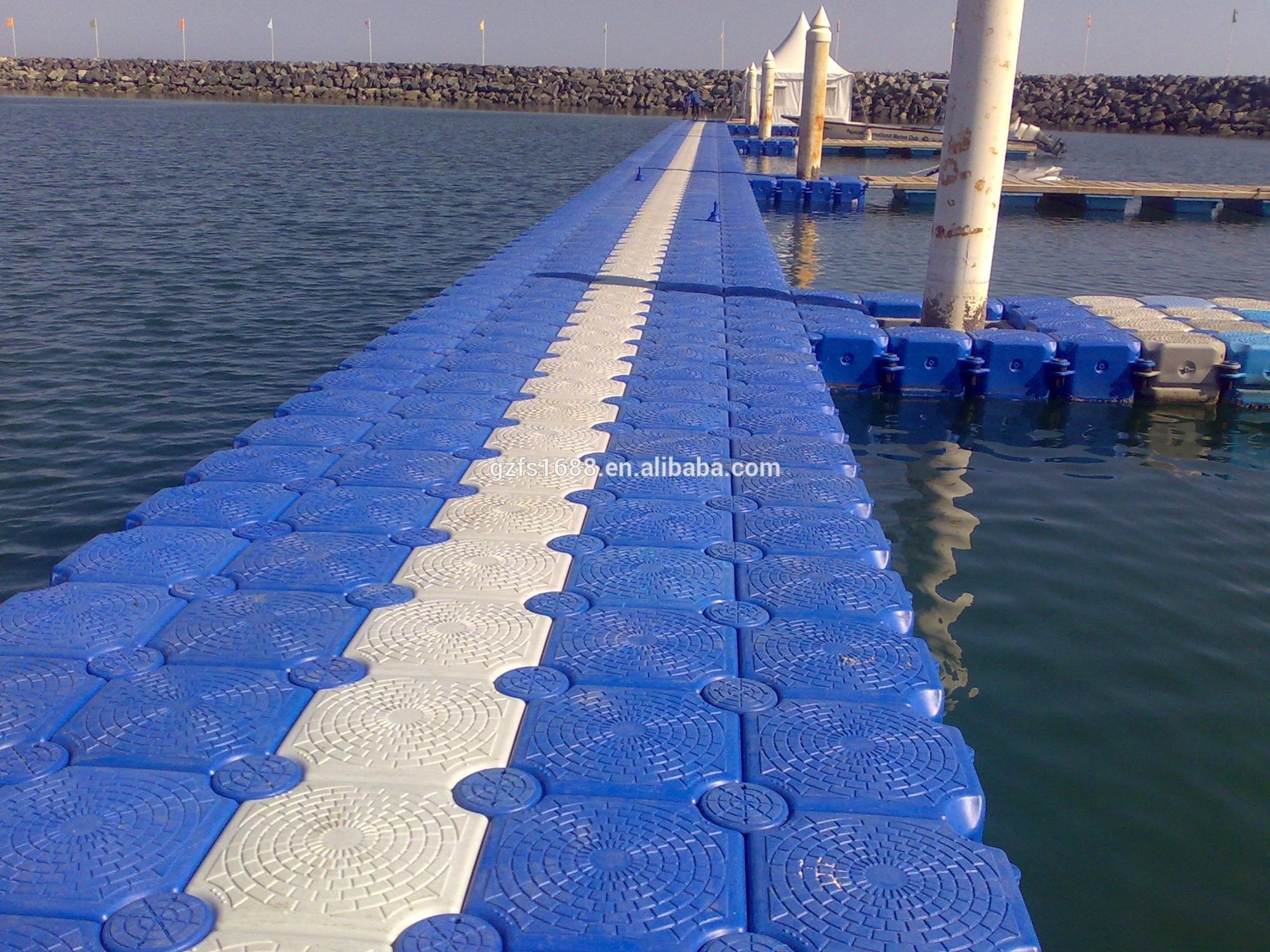 floating bridge made of plastic cube pontoon