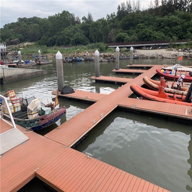 Floating boat durable floating marina pontoon walkway with wood decking bridge dock