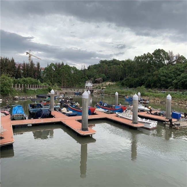 Floating boat durable floating marina pontoon walkway with wood decking bridge dock