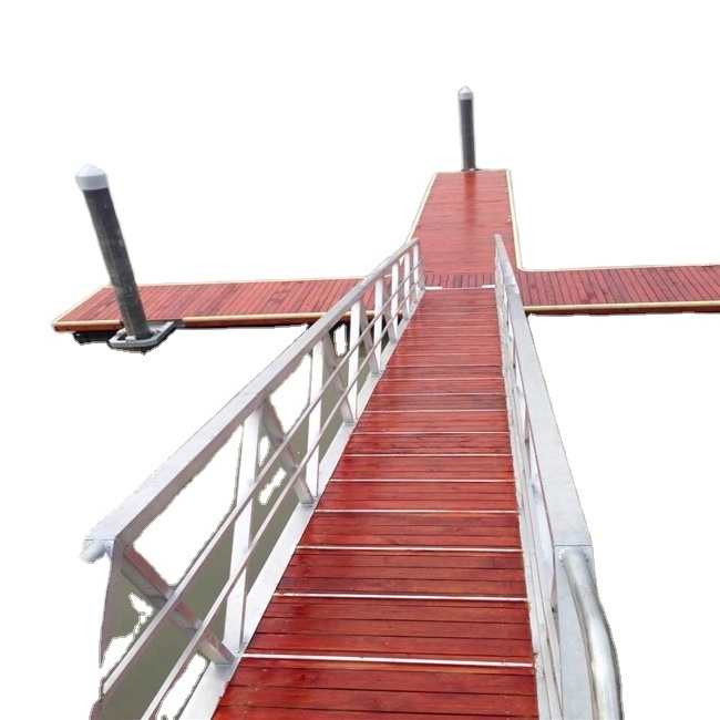 Floating boat durable floating marina pontoon walkway with wood decking bridge dock