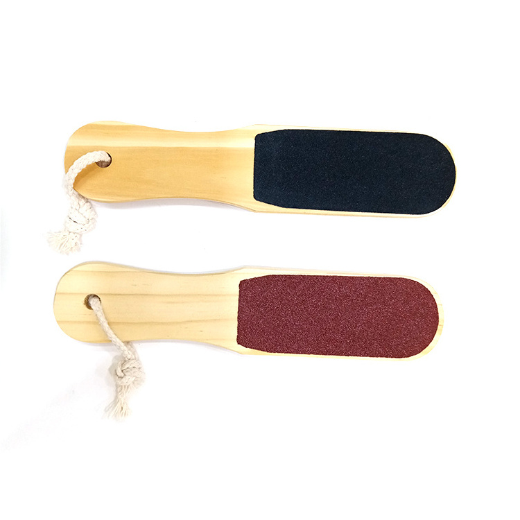 Wooden double sided foot file sandpaper pedicure care tools