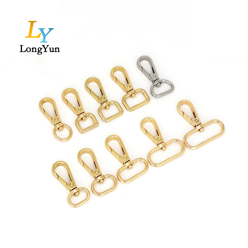 Snap hook catalog guangzhou factory High quality charming bag accessories handbag hardware metal swivel spring snap hook