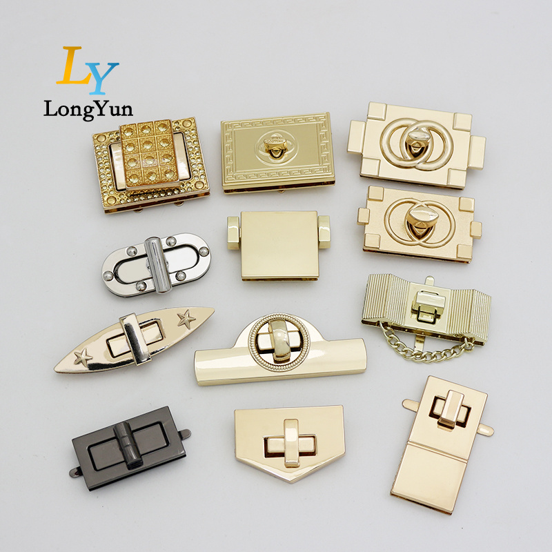 Top metal accessories for fashion bags handbag metal lock handbags hardware metal turn lock handbag round lock hardware