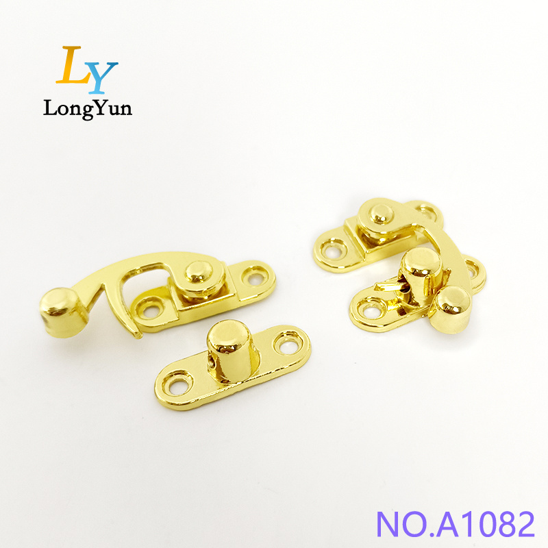 Best Selling Hollow Swing Oxhorn Wooden Box Hasp Lock Catch Latches Gold Zinc Alloy Swing Jewelry Box Hasp Lock