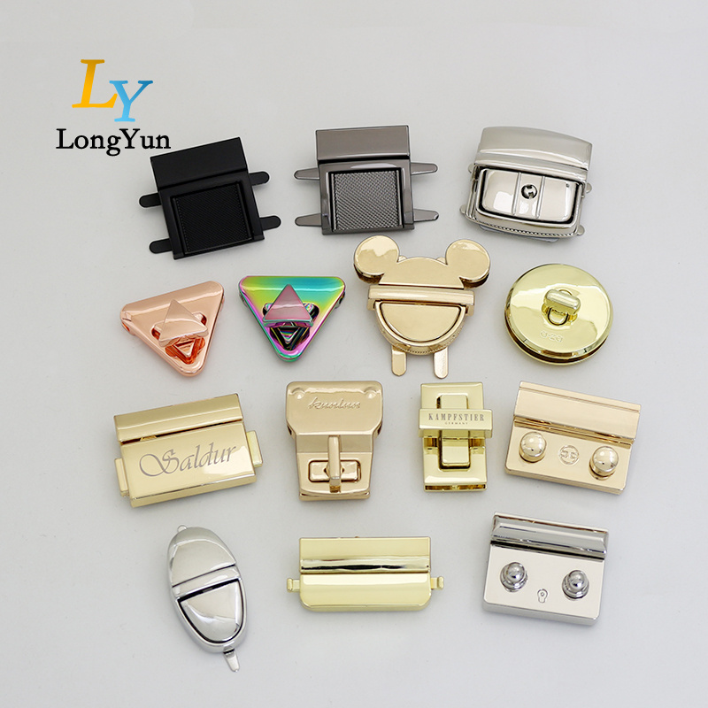 Free Design handbag metal Lock Bag Hardware Accessories Custom Metal bag lock handbags hardware metal turn lock