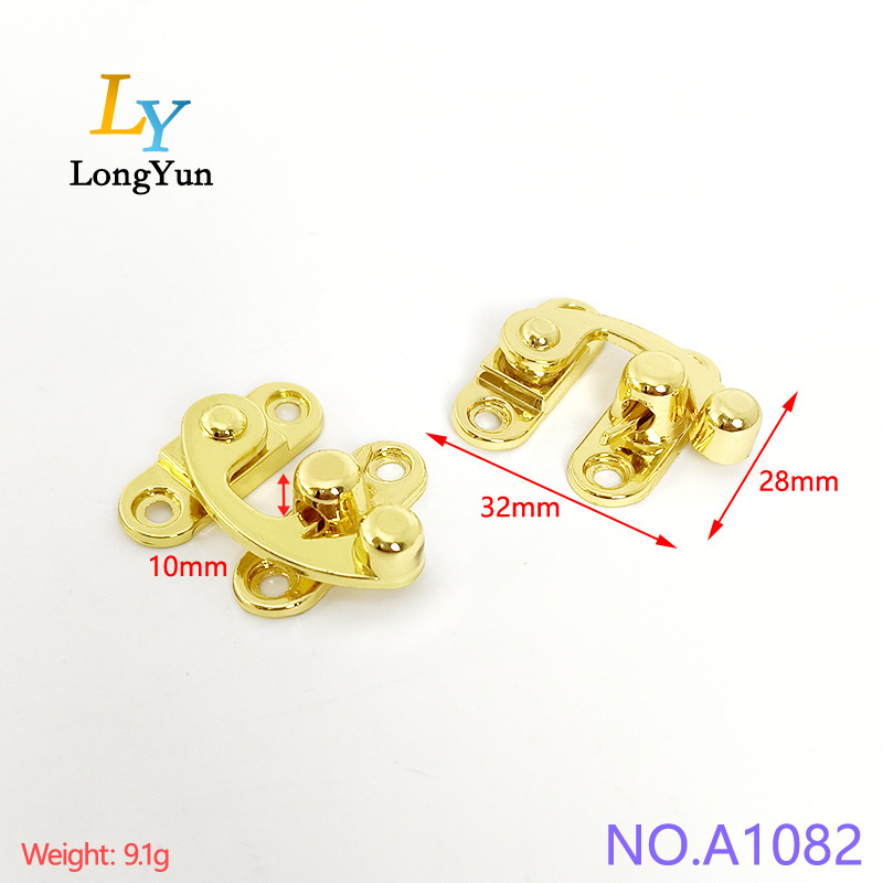 Best Selling Hollow Swing Oxhorn Wooden Box Hasp Lock Catch Latches Gold Zinc Alloy Swing Jewelry Box Hasp Lock