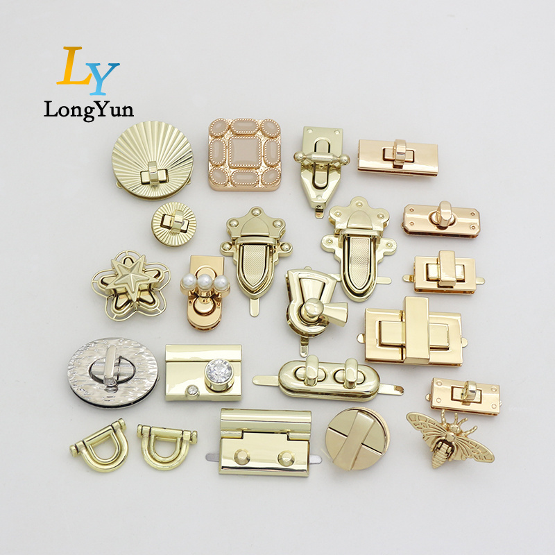 Free Design handbag metal Lock Bag Hardware Accessories Custom Metal bag lock handbags hardware metal turn lock