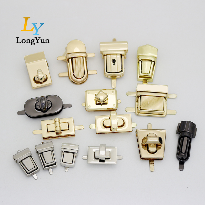 Top metal accessories for fashion bags handbag metal lock handbags hardware metal turn lock handbag round lock hardware