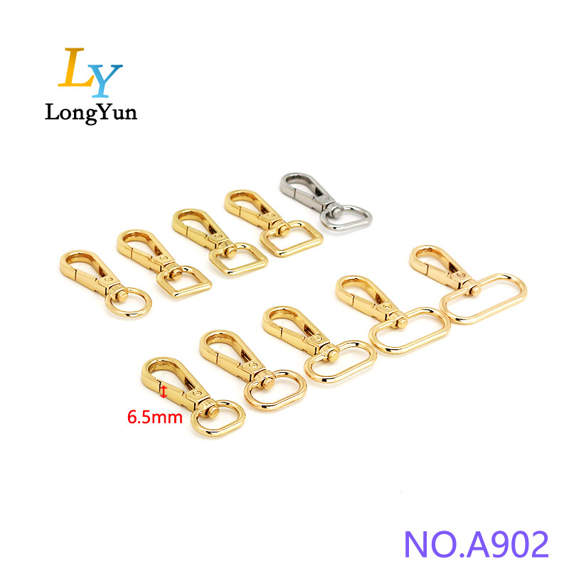 Snap hook catalog guangzhou factory High quality charming bag accessories handbag hardware metal swivel spring snap hook