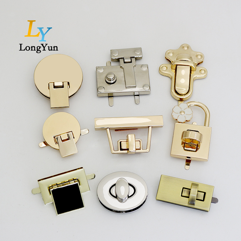 Top metal accessories for fashion bags handbag metal lock handbags hardware metal turn lock handbag round lock hardware