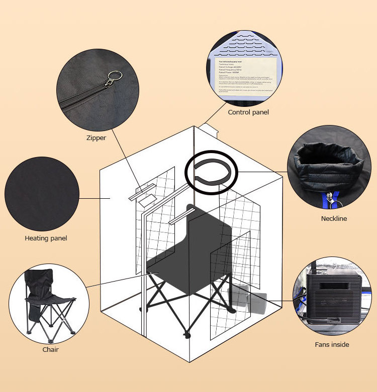 Factory Wholesale Indoor Infrared Sauna Tent 1 Person Low Emf Mobile At Home Far Infrared Portable Sauna with Folding Chair