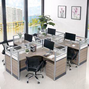 Office Table 6 Seater Staff Work Desk 6 Person L Shaped Modern Workstations