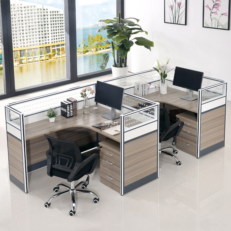 Office Table 6 Seater Staff Work Desk 6 Person L Shaped Modern Workstations