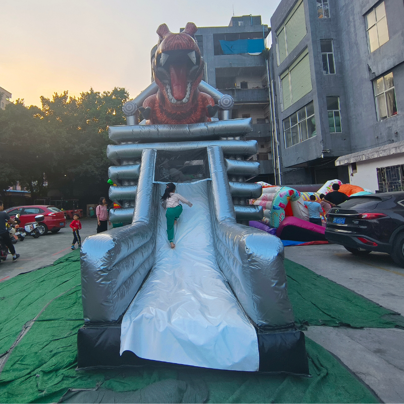 Funny inflatable dinosaur themed bounce house inflatable trampoline and water slide combination castle inflatable amusement park