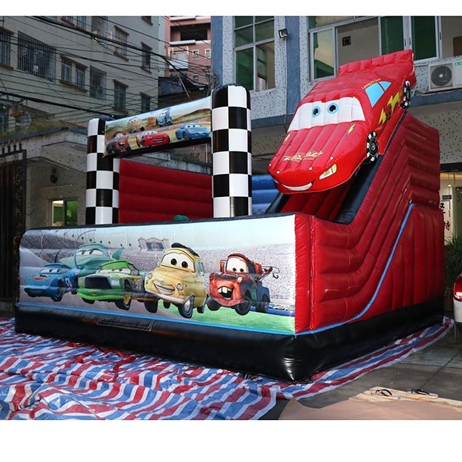 Red car theme 5 x 5 x 4m inflatable bouncer jumping bouncy house slide combo slide for amusement park