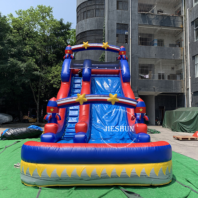 Outdoor Large 20ft Inflatable Star Slide Commercial Kids Funny Inflatable Rocket Theme Water slide for sale