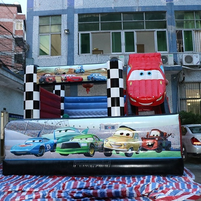 Red car theme 5 x 5 x 4m inflatable bouncer jumping bouncy house slide combo slide for amusement park