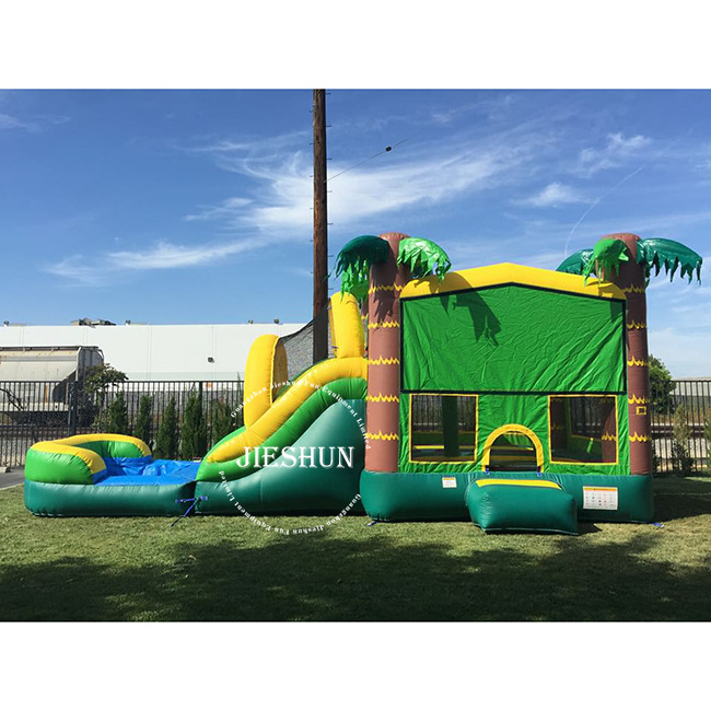 Commercial adults 23ft x 13ft Tropical Combo Palm tree inflatable castle inflatable jumpers with water pool