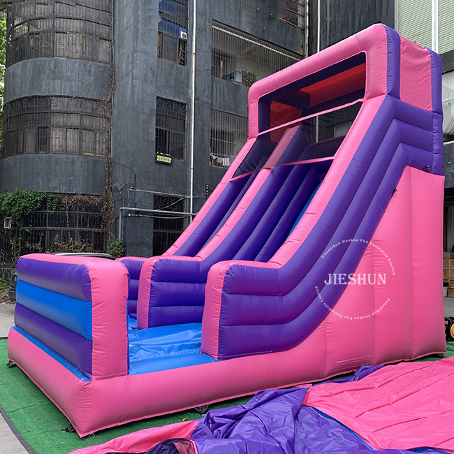 High quality indoor PVC pink purple inflatable dry slide cheap Tobogan inflable for kids